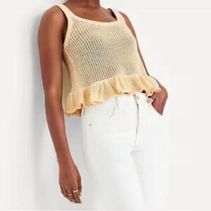 Old Navy Cream Ruffle-Hem Knit Tank Top